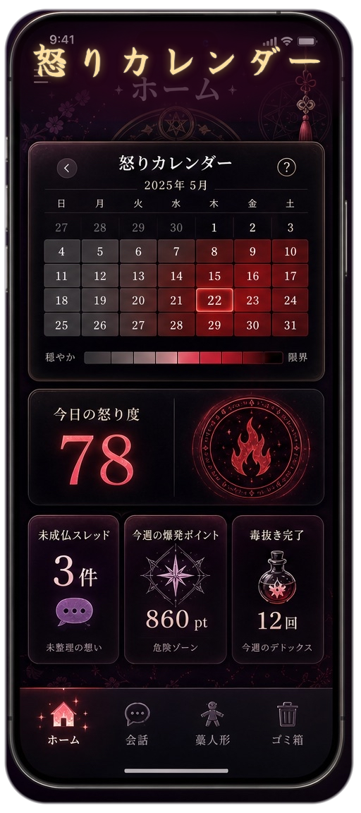 怒りカレンダー画面